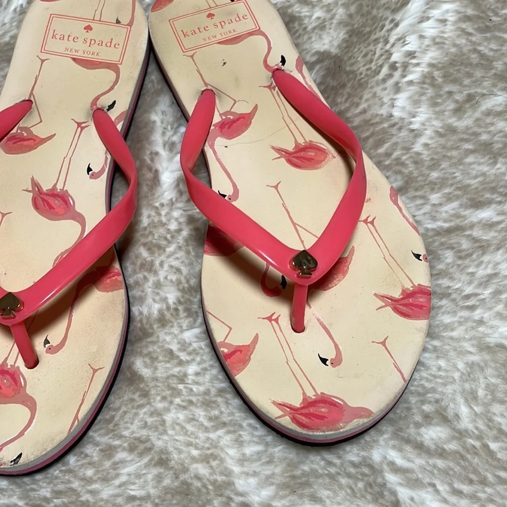 kate spade Pink Flamingo Print Flip Flop Sandals